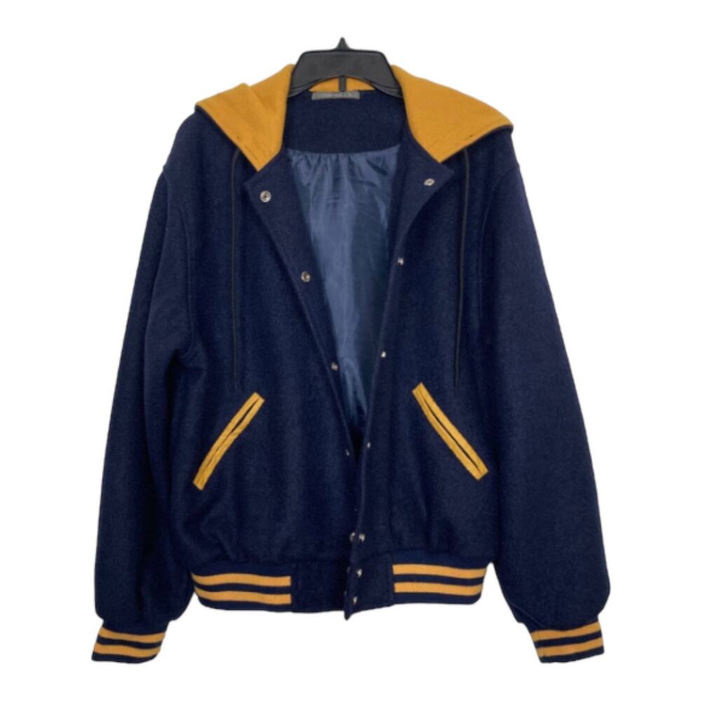 NEW WITHOUT TAGS CARMAR MEN'S BLUE LONG SLEEVE FULLY LINED VARSITY JACKET SIZE S